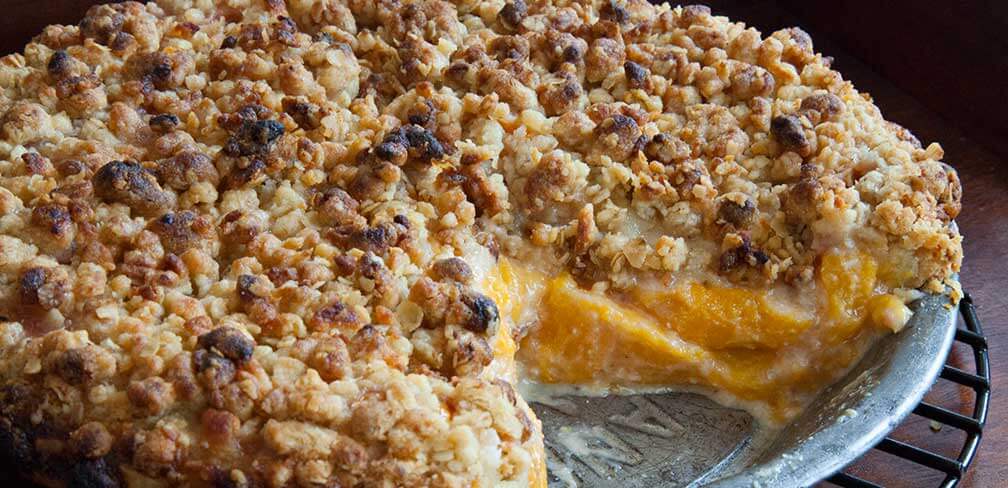 Peach Pie with Almond Crumb Topping