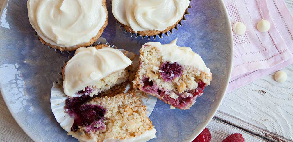 Berry and White Chocolate Almond Cupcakes