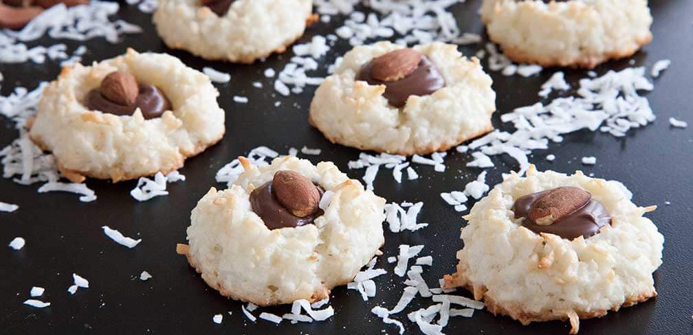 Chocolate Filled Almond Coconut Macaroons
