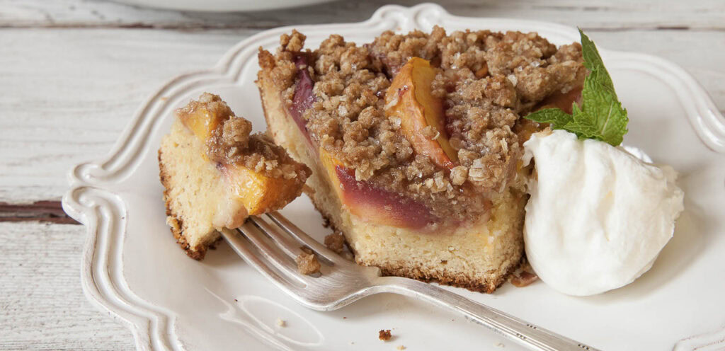 Almond Peach Crumb Cake