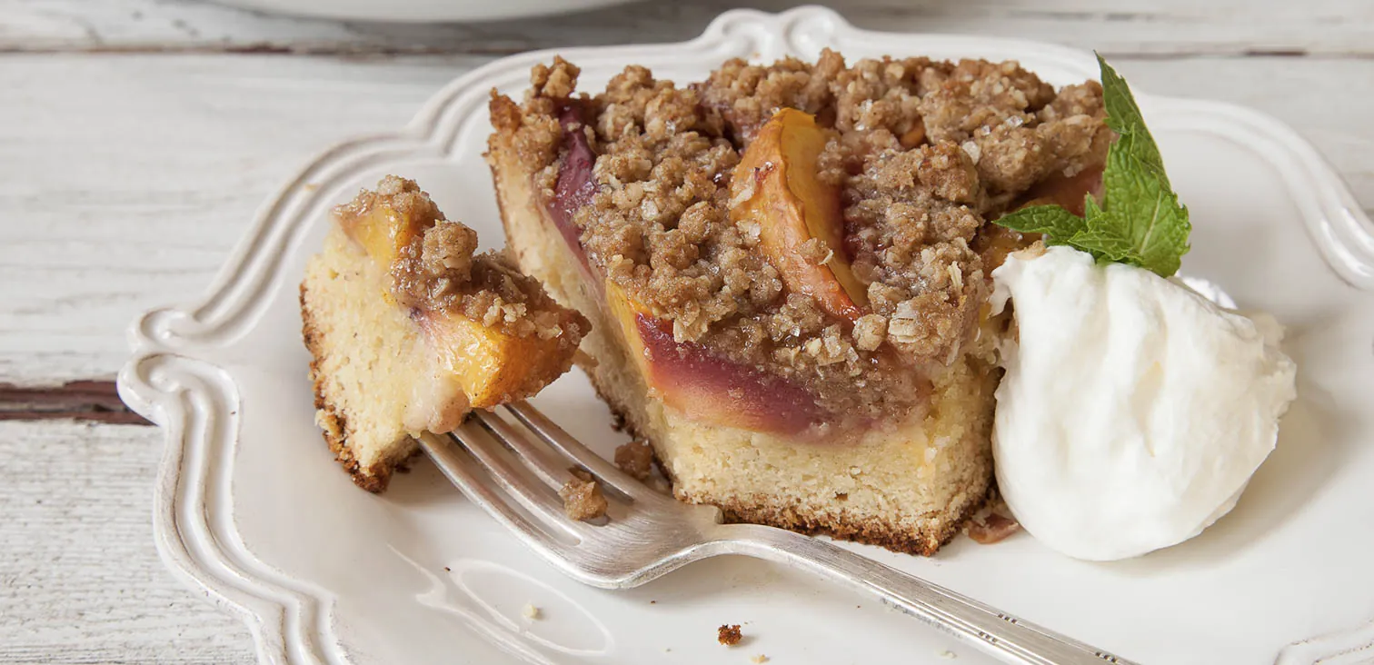 Almond Peach Crumb Cake
