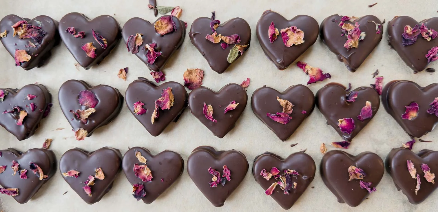 Chocolate Covered Marzipan hearts