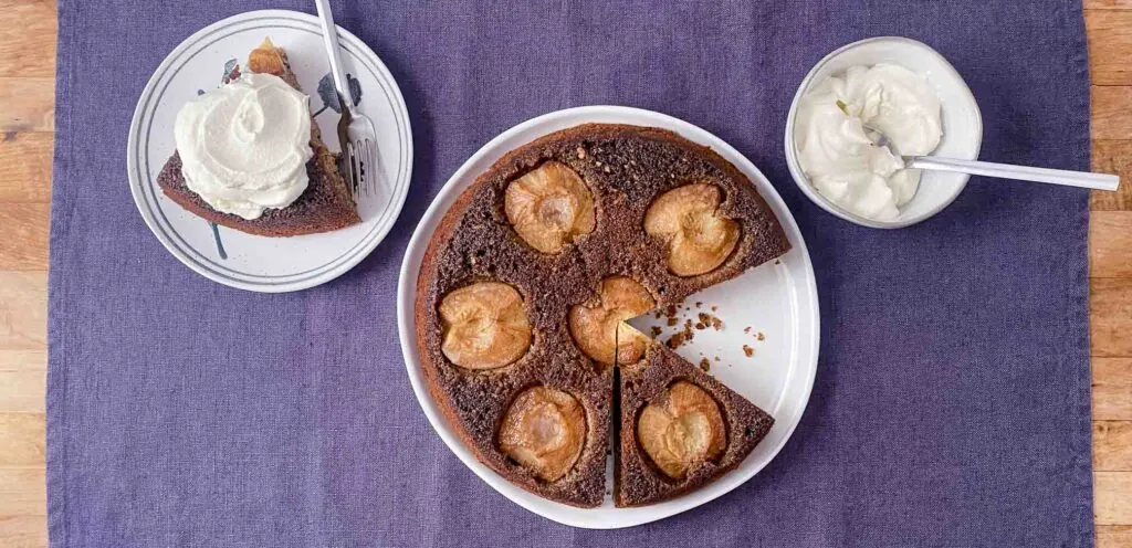 Almond Pecan Apple Upside Down Cake